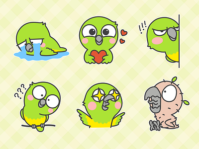 Little Parrot Emoji bird cartoon draw emoji emotion green illustration parrot pet