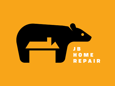 JB Home Repair animal bear brand build building construction contractor design handy handyman home house identity jb logo man negative space repair repairman tool
