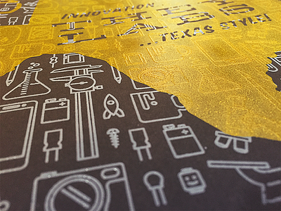 Overprint glitter gold icon ink innovation line overprint print screen screenprint texas texture