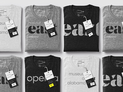 MoEA Shirts alabama auburn brand clothing design east exhibit for sale gift shop identity logo museum opelika product rebrand shirt tag tee wordmark