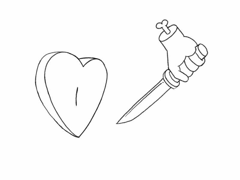 Anitober Day 11: Cruel 2d animación animation anitober anitober 2018 art arte black and white bone cel animation cruel frame by frame hand heart illustration inktober inktober2018 knife motion graphics tvpaint