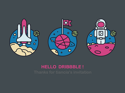 Hello Dribbble dribbble，astronaut，space