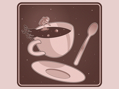 Astronauts and Black Coffee adobeillustrator astronaut blackcoffee character coffee coffeecup design illustration planets space star