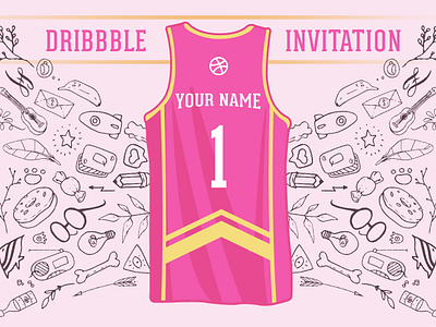 1 Dribbble Invite basketball designer dribbble invitation dribbble invite graphic desgin illustration invite