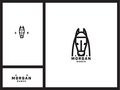 Morgan Equine Ranch - AB black branding horse icon logo logotype simple