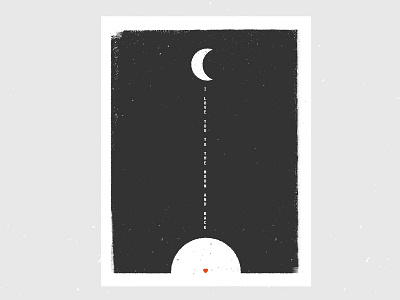 Moon And Back Rolled Ink Print children heart letterpress minimalism moon moon and back rolled ink