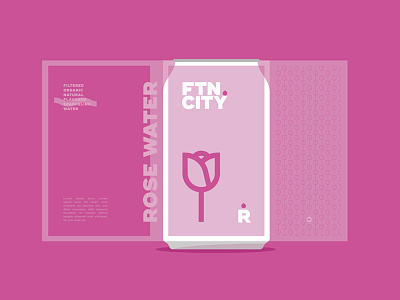 Sparkling water branding can minimalism pattern product rose water