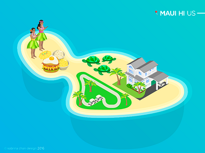 Isometric Maui Island 3d adobe communication design design flat graphic graphic design illustration illustrator island isometric vector