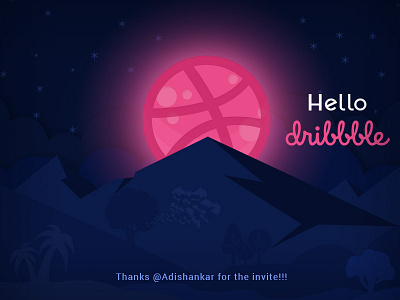 Hello dribbble design dribbble hello hi illustration introduction invite thanks