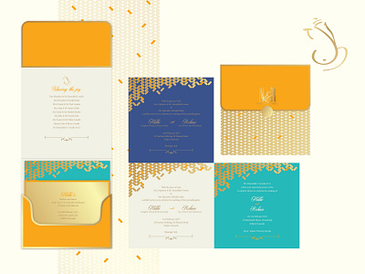 Screen printed wedding invitation colour palette graphicdesign illustration layout design pattern design screen printing typogaphy wedding invitation wedding invite design