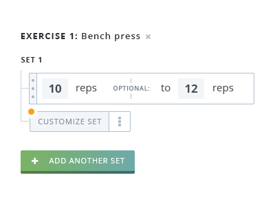 Workout set form UX fitness forms set guides workouts