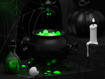 Halloween vibes 3d blender halloween illustration witch