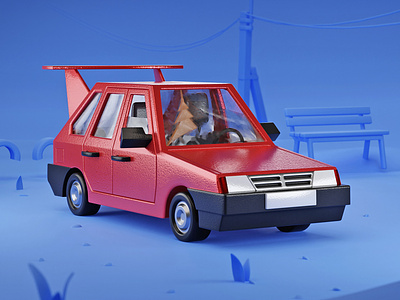 Lada 3d blender car cartoon illustration lowpoly stylised vaz