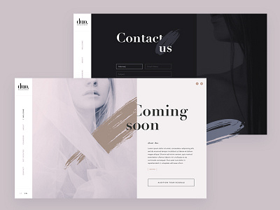 DUO Managment website design agency elegant fashion minimal model pastel pink splash ui webdesign