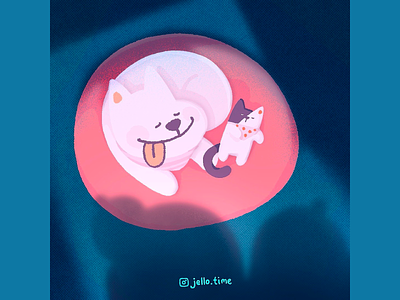 Jello: Judy & Uwa cat dog drawingart illustration illustration art jello kitty
