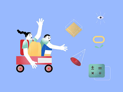 ShopOnline – Chasing character design doodle education illustration learning platform vector