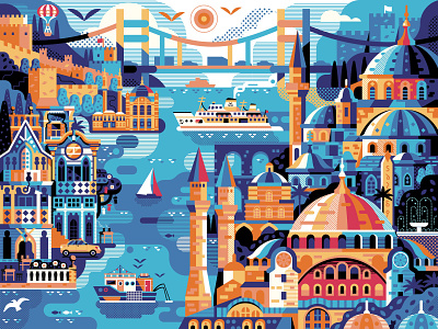 Istanbul Travel Poster. Horizontal version.
