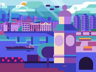 City above the Danube by Alex Krugli on Dribbble