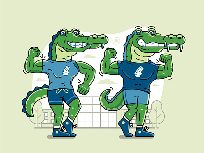 Sporty Alligator Mascot 2d alligator animal character college crocodile design flat design illustration line art mascot
