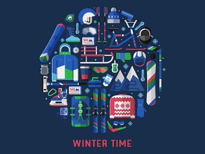 Winter Sports Collection activity background. collection card flat design icons lifestyle ski resort snowboard sports winter