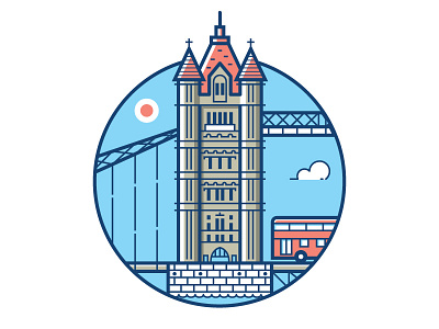 Tower Bridge Sticker bridge great britain icon line art london playoff stickermule tower uk