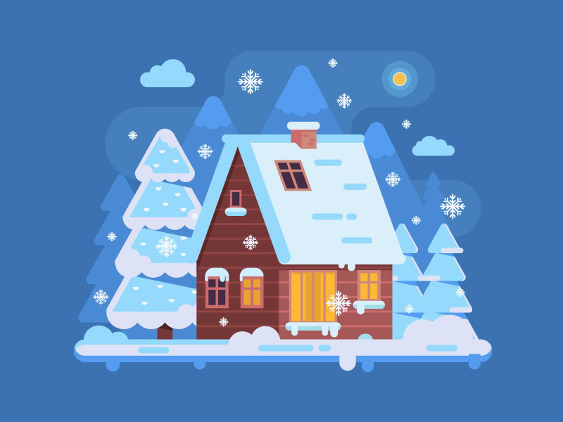 Wooden Cabin in Winter Mountains by Alex Krugli on Dribbble