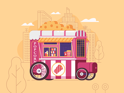Popcorn Cart. Street Food Series. cart fast food kiosk pop corn popcorn stall street food wheel