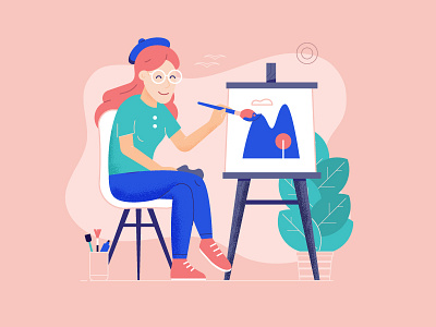 Artist Girl Drawing on Canvas by Alex Krugli on Dribbble