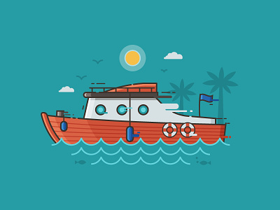 Red Riding Boat boat flat design line art motorboat race racing red ship speedboat yacht