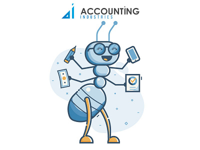 Ant Accountant Character accounting ant bug character design flat illustration line art