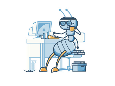 Ant Accountant Character accountant accounting ant balance bug character flat design line art office strike striking