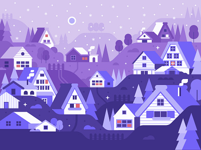 Winter Village Flat Landscape