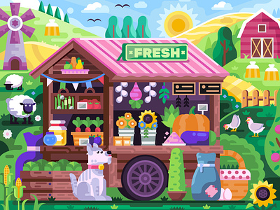 Farm Market Scene
