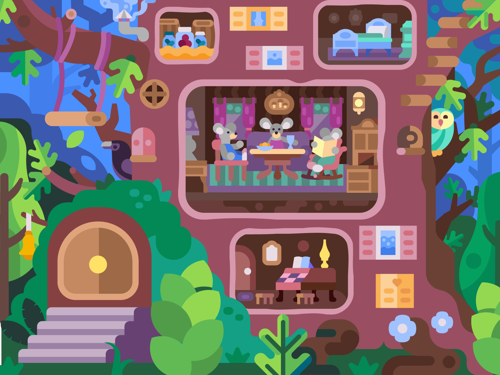 Animal Tree House By Alex Krugli On Dribbble   78a48c20b3c27ff0ec82697dfa54c48c 