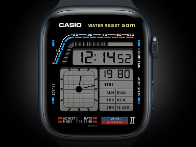 Apple Watch | Casio Twin Graph II AE-22W apple applewatch applewatchface casio clock graphic design theme time ui userexprerience vintage watch