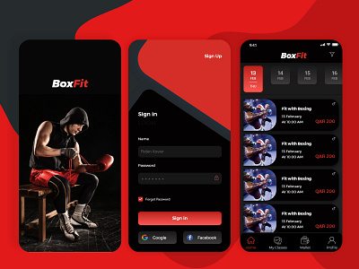 BoxFit (Fitness Mobile App) 2020 2020 trend app box boxes boxing class fit fitness fitness app gym mobile