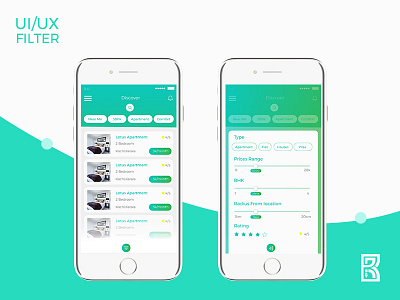 Filter UI UX app clean filter listing ui ux