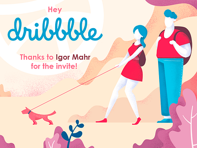 Hello Dribbble! 2d first shot illustration invite