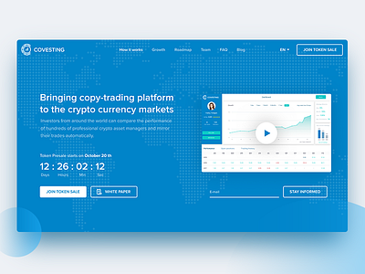 Covesting — Copy-trading platform bitcoin crypto dashboard data design ico token ui ux web