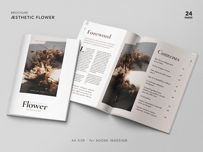 Aesthetic Flower Brocure aesthetic book branding brochure design editorial floral flower flyer graphic graphic design identity indesign layout marketing mockup prints product template visual