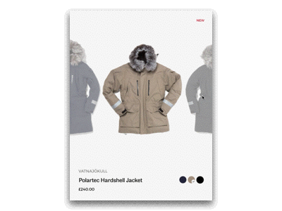 66°NORTH product listing by Vettvangur card design prototype webshop
