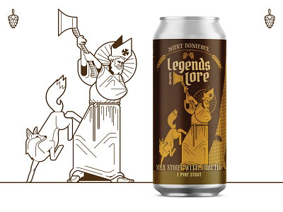 Legends and Lore Beer Label beer brewery graphic design illustration illustrative design label design saints