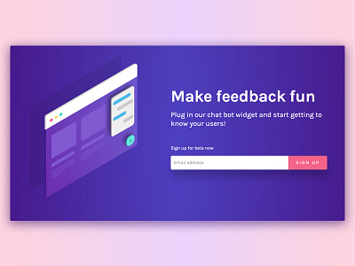 Landing page for getacquainted.co gradients isometric purple svg ui