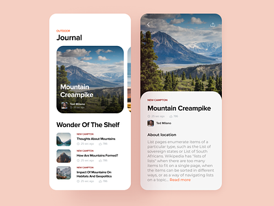 Blog app app challenge clean design mountains rebound ui