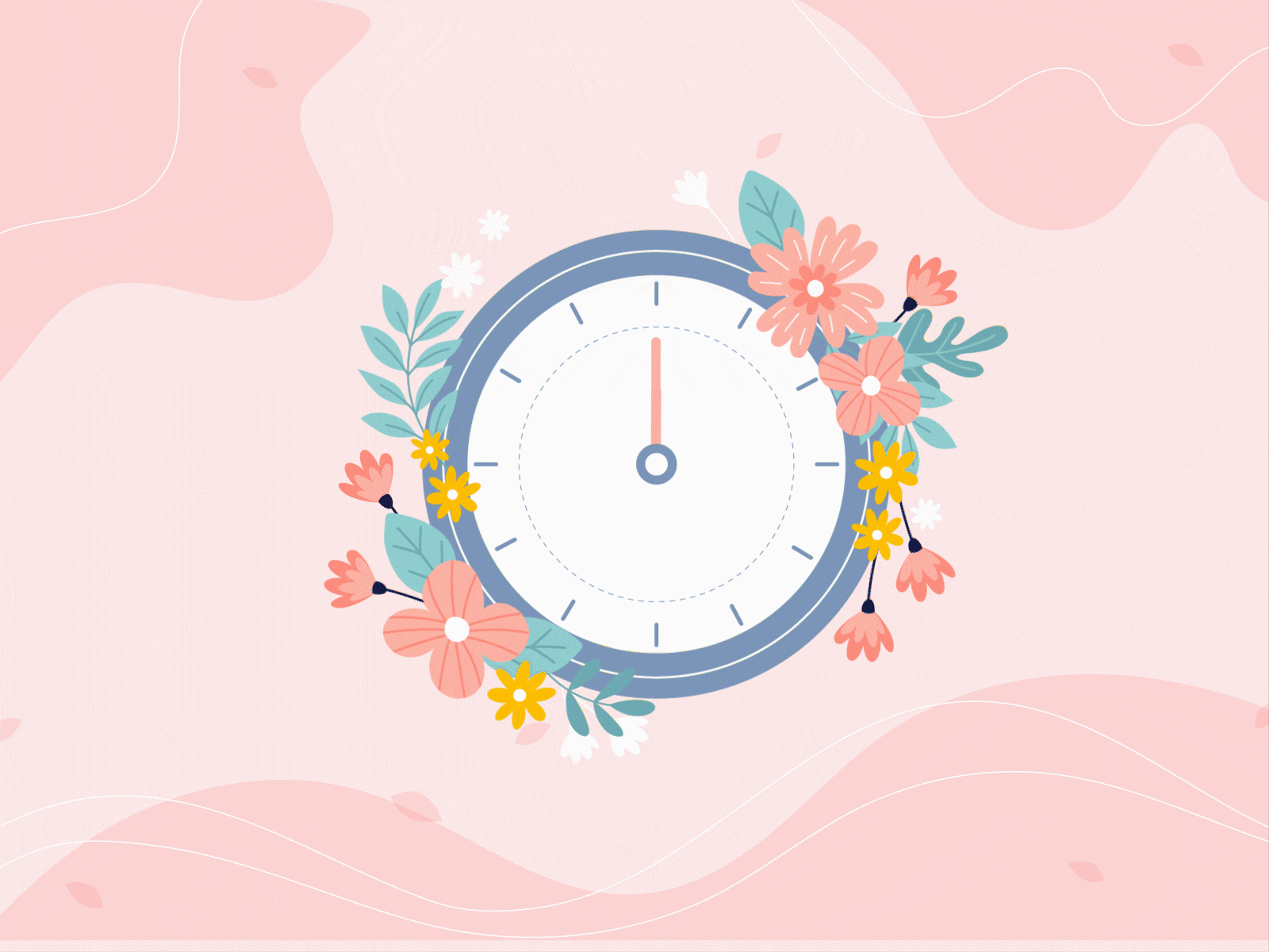 Spring clock animation clock floral motion graphics