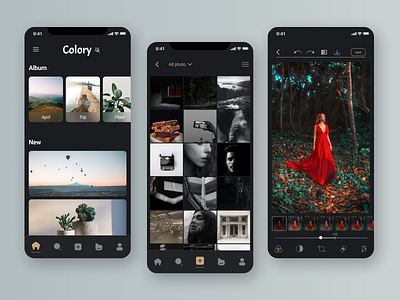 Mobile photo editor | Colory app design design design app figma ios logo mobile app mobile design photo editing photoshop ui ui design uiux design ux ux design webdesign