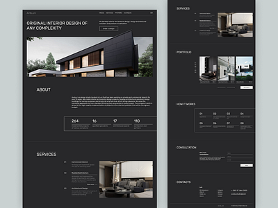 Avelux - architect website architect architectural design architecture architecture website branding design design agency design studio figma interior design landing page ui uiux ux web webdesign webdesigner website websitedesign