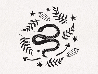 Wild Forest. Snake animals creative market forest illustration linocut monochrome mysterious snake vector wild