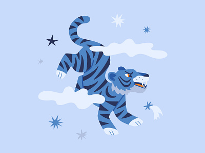 Blue Tiger 2022 animal asian blue blue tiger collection creative market horoscope illustration new year symbol tiger vector wild