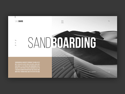 Sandboarding board clean design desktop homepage minimal typography ui ux web web design website